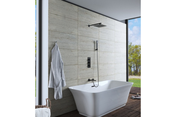 Душевой комплект Timo Petruma SX-5049/03SM с термостатом, черный, шланг металлический 150 см