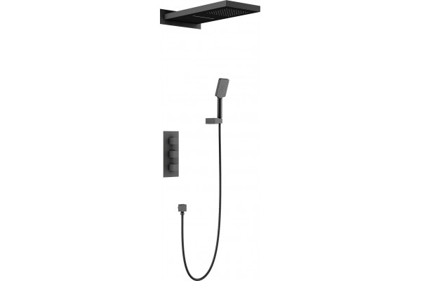 Душевой комплект Timo Petruma SX-5039/03SM с термостатом, черный, шланг металлический 150 см