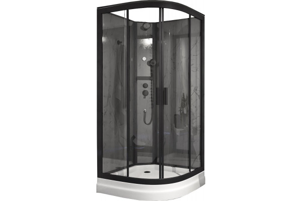 Душевая кабина Timo Premium Ilma-909 B Black четверть круга, поддон средний