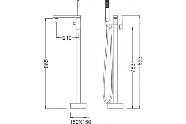 Смеситель Timo Selene 2200/03Y-CR черный напольный, для ванны с душем, однорычажный, длина излива 21 см