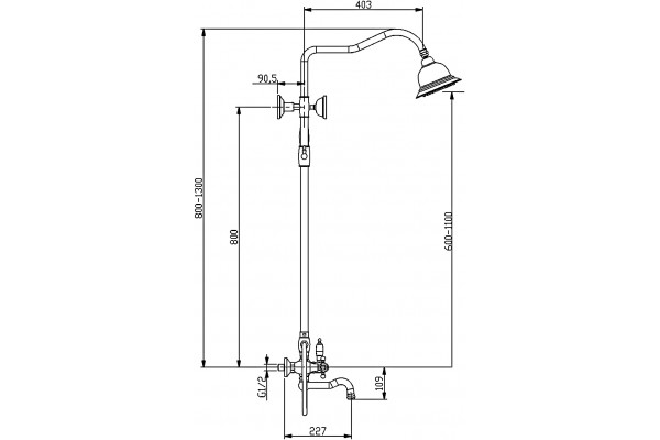 Душевая стойка Timo Nelson SX-1290/00 chrome хром, штанга 130 см