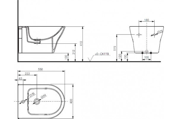 Биде подвесное Toto MH BW10045G1#XW цвет белый, овальное, 40x55 см