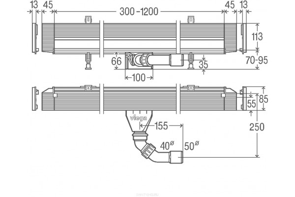 Душевой лоток Viega Advantix Vario 120x20 736736