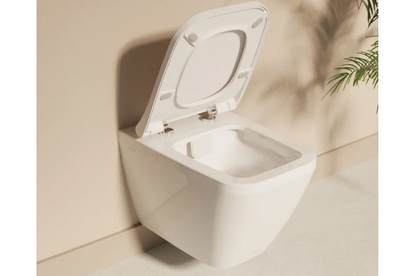 Комплект Vitra: инсталляция + подвесной безободковый унитаз Integra Square + тонкое сиденье МЛ/БС + панель смыва хром глянец