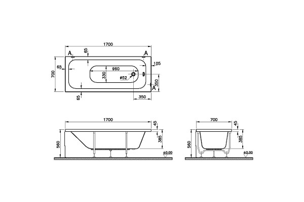 Ванна VITRA Optimum Neo 170x70 см