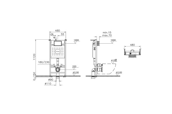 800-1875 Комплект VITRA: инсталляция Core 738-5800-01 + панель смыва Root S 740-2380 цвет глянц хром + крепеж