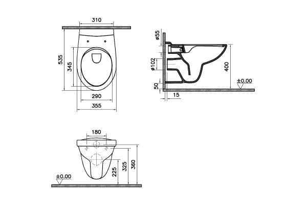 9842B003-7206 Комплект: S10 Spinflush унитаз подвесной безободковый с сиденьем МЛ+ инсталляция+панель смыва глянец хром