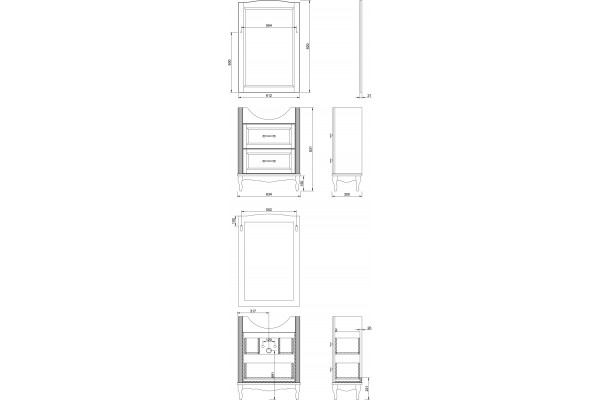 Тумба с раковиной ValenHouse Эллина 80 кальяри, 2 дверцы, ручки хром, напольная, с доводчиками