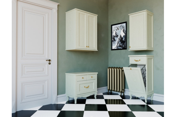 Шкаф ValenHouse Лиора 40 слоновая кость, фурнитура золото, правый, с доводчиками