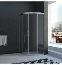 Душевой уголок Veconi Rovigo 80x80х195 профиль хром, стекло прозрачное, четверть круга, двери раздвижные