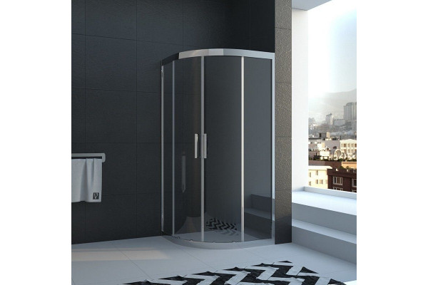 Душевой уголок Veconi Rovigo 80x80х195 профиль хром, стекло прозрачное, четверть круга, двери раздвижные
