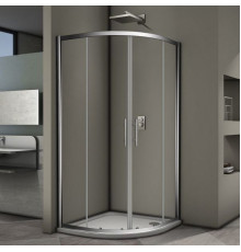 Душевой уголок Veconi Rovigo 100x100х190 профиль хром, стекло прозрачное, четверть круга, двери раздвижные