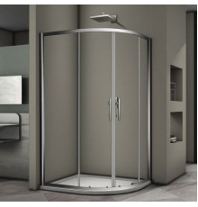 Душевой уголок Veconi Rovigo 120x90х190 профиль хром, стекло прозрачное, прямоугольный-асимметричный, двери раздвижные
