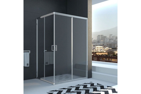Душевой уголок Veconi Rovigo 120x90х195 профиль хром, стекло прозрачное, прямоугольный, двери раздвижные