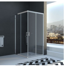 Душевой уголок Veconi Rovigo 100x100х195 профиль хром, стекло прозрачное, квадратный, двери раздвижные