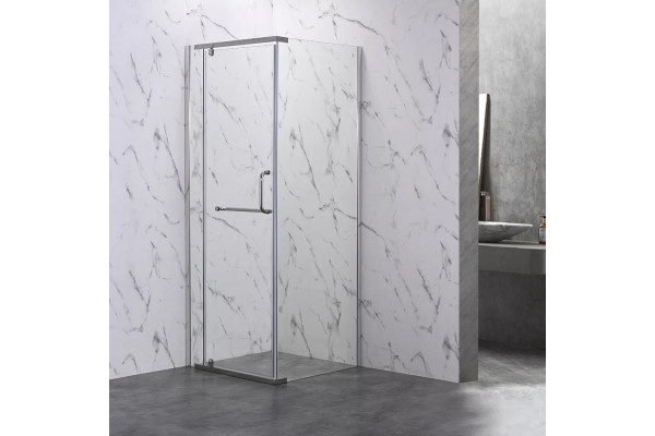 Душевой уголок Veconi Rovigo 80x80х200 профиль хром, стекло прозрачное, квадратный, двери распашные