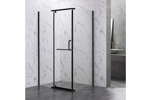 Душевой уголок Veconi Rovigo 100x80х200 профиль черный, стекло прозрачное, прямоугольный, двери распашные