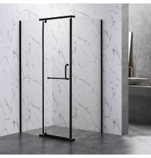 Душевой уголок Veconi Rovigo 120x80х200 профиль черный, стекло прозрачное, прямоугольный, двери распашные