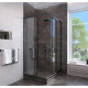 Душевой уголок Veconi Rovigo 90x90х185 профиль черный, стекло прозрачное, квадратный, двери раздвижные