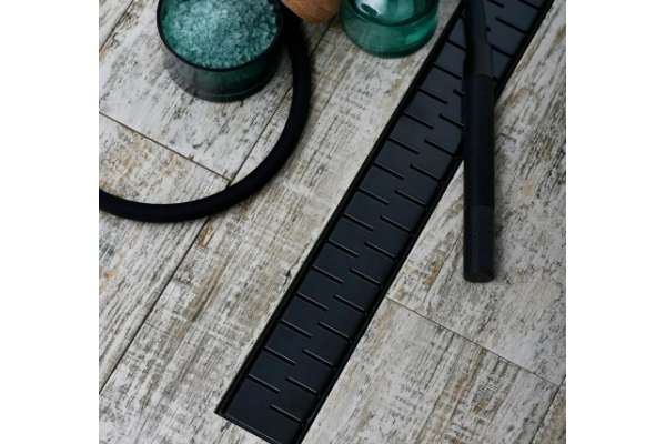 Душевой лоток Veconi Medium Black 75 см черный, в пол, выпуск боковой