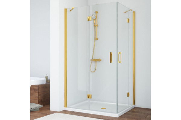 Душевой уголок Vegas Glass AFA-F 90*80 09 01 L профиль золото, стекло прозрачное, прямоугольный, двери распашные