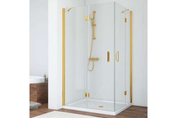 Душевой уголок Vegas Glass AFA-F 110*80 09 01 L профиль золото, стекло прозрачное, прямоугольный, двери распашные