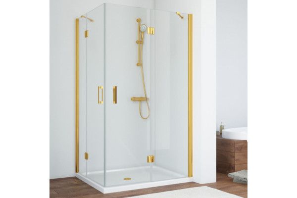 Душевой уголок Vegas Glass AFA-F 110*100 09 01 R профиль золото, стекло прозрачное, прямоугольный, двери распашные