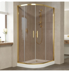 Душевой уголок Vegas Glass ZS-F 100*90 09 05 профиль золото, стекло бронза, прямоугольный-асимметричный, двери раздвижные
