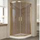 Душевой уголок Vegas Glass ZS-F 100*90 09 05 профиль золото, стекло бронза, прямоугольный-асимметричный, двери раздвижные