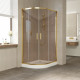 Душевой уголок Vegas Glass ZS-F 100*90 09 05 профиль золото, стекло бронза, прямоугольный-асимметричный, двери раздвижные