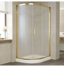 Душевой уголок Vegas Glass ZS-F 100*90 09 10 профиль золото, стекло сатин, прямоугольный-асимметричный, двери раздвижные