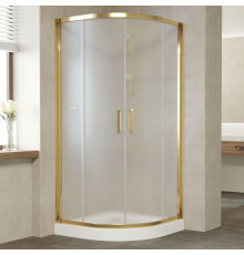 Душевой уголок Vegas Glass ZS 0100 09 10 профиль золото, стекло сатин, четверть круга, двери раздвижные