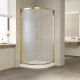 Душевой уголок Vegas Glass ZS 0100 09 10 профиль золото, стекло сатин, четверть круга, двери раздвижные