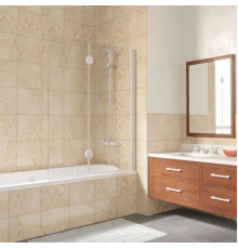 Шторка на ванну Vegas Glass E2V LUX 120 01 01 R профиль белый, стекло прозрачное, складная, правая