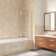 Шторка на ванну Vegas Glass E2V LUX 120 01 01 R профиль белый, стекло прозрачное, складная, правая