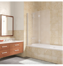 Шторка на ванну Vegas Glass E2V LUX 120 01 10 L профиль белый, стекло сатин, складная, левая