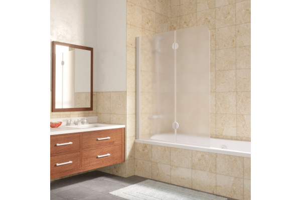 Шторка на ванну Vegas Glass E2V LUX 120 01 10 L профиль белый, стекло сатин, складная, левая