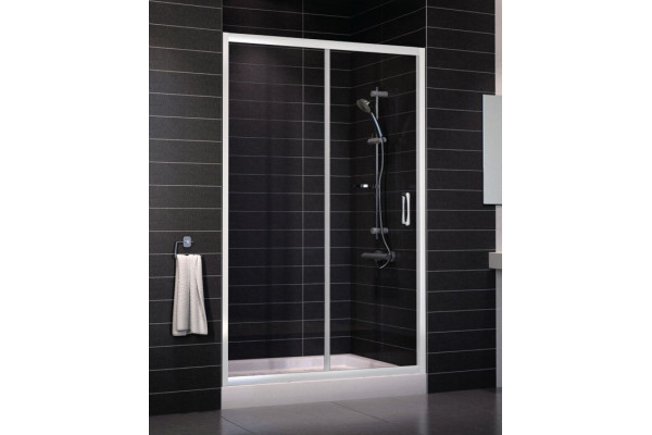 Душевая дверь в нишу Vegas Glass ZP 0125 01 01 стекло прозрачное, 125, раздвижная, профиль белый