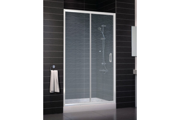 Душевая дверь в нишу Vegas Glass ZP 0115 01 02 стекло шиншилла, 115, раздвижная, профиль белый