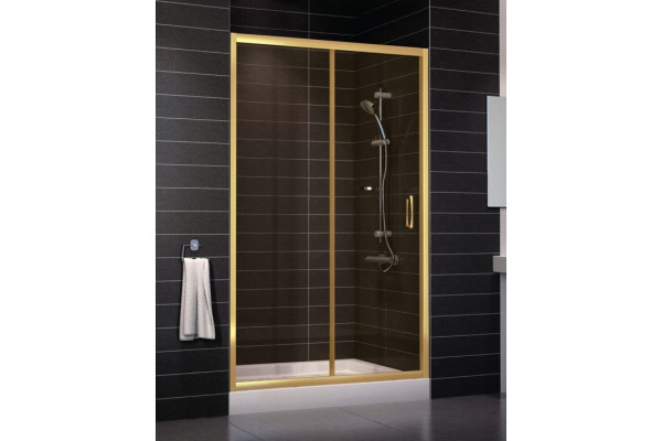 Душевая дверь в нишу Vegas Glass ZP 0120 09 05 стекло бронза, 120, раздвижная, профиль золото