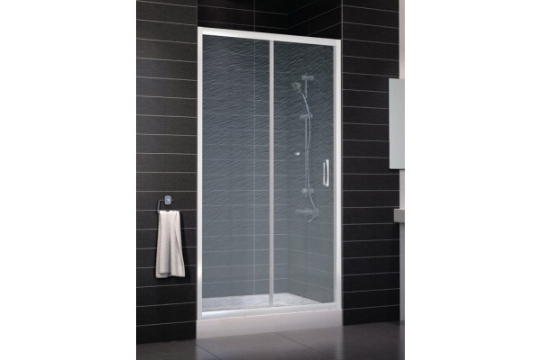 Душевая дверь в нишу Vegas Glass ZP 0105 01 02 стекло шиншилла, 105, раздвижная, профиль белый