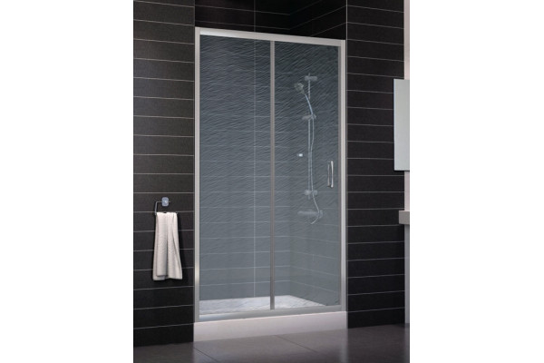 Душевая дверь в нишу Vegas Glass ZP 0110 08 02 стекло шиншилла, 110, раздвижная, профиль хром матовый