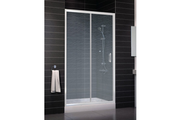 Душевая дверь в нишу Vegas Glass ZP 0110 01 02 стекло шиншилла, 110, раздвижная, профиль белый