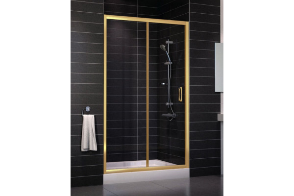 Душевая дверь в нишу Vegas Glass ZP 0115 09 01 стекло прозрачное, 115, раздвижная, профиль золото
