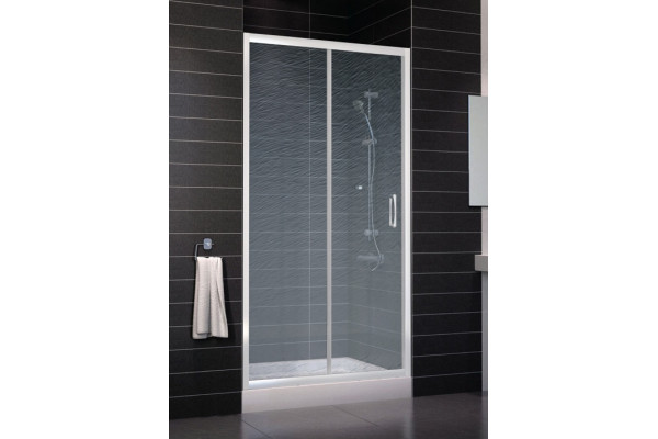 Душевая дверь в нишу Vegas Glass ZP 0100 01 02 стекло шиншилла, 100, раздвижная, профиль белый