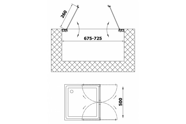 Душевая дверь в нишу Vegas Glass E2P 0070 07 10 стекло сатин, 70, распашная, профиль хром матовый