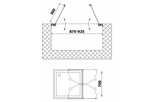 Душевая дверь в нишу Vegas Glass E2P 0090 08 10 стекло сатин, 90, распашная, профиль хром