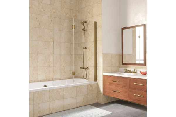 Шторка на ванну Vegas Glass E2V LUX 120 05 01 R профиль бронза, стекло прозрачное, складная, правая