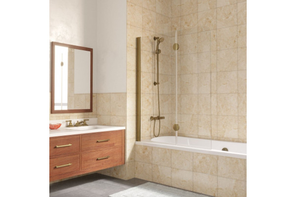 Шторка на ванну Vegas Glass E2V LUX 120 05 01 L профиль бронза, стекло прозрачное, складная, левая