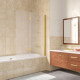 Шторка на ванну Vegas Glass E2V LUX 120 09 01 R профиль золото, стекло сатин, складная, правая